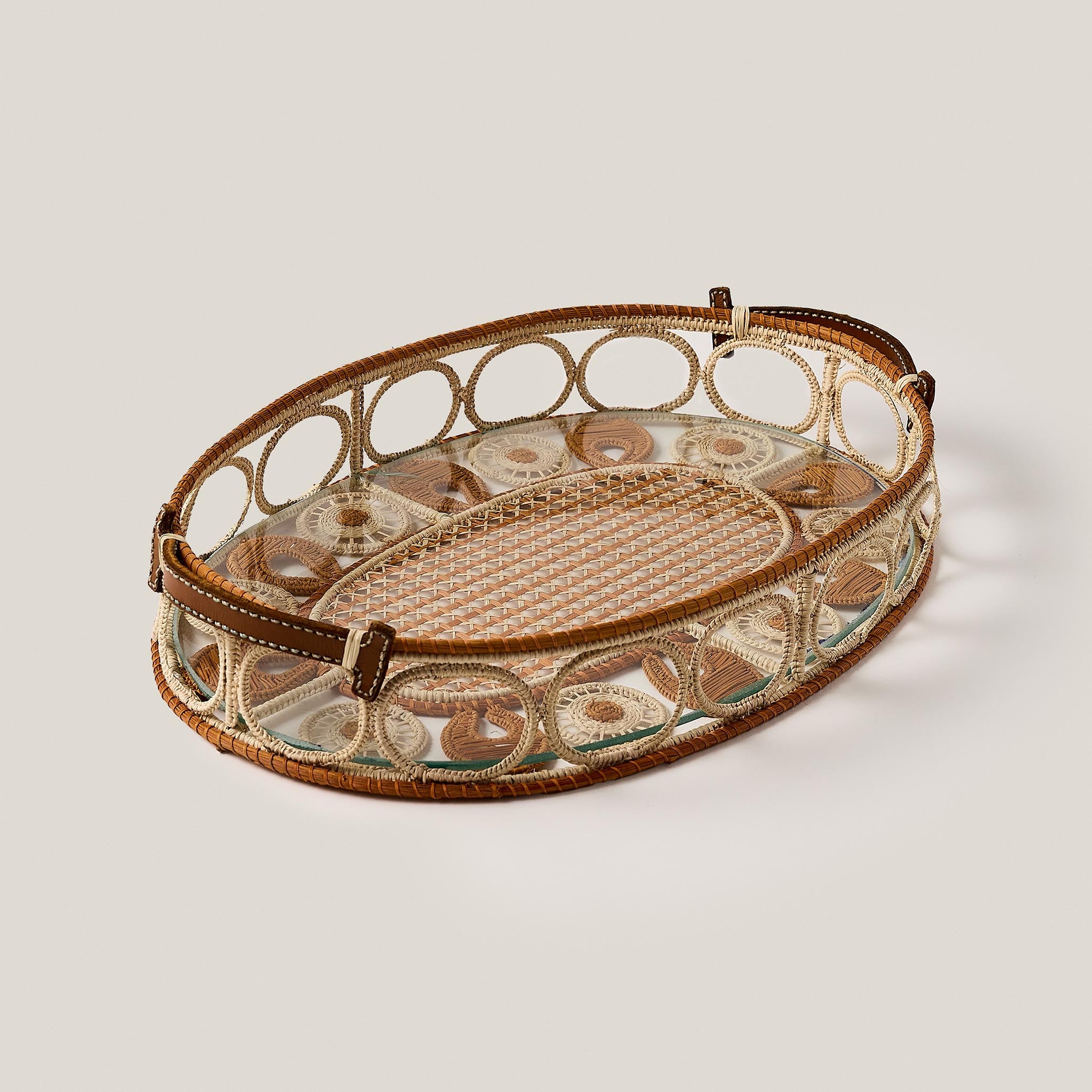 IRACA PALM LEATHER TRAY SMALL PAILLE