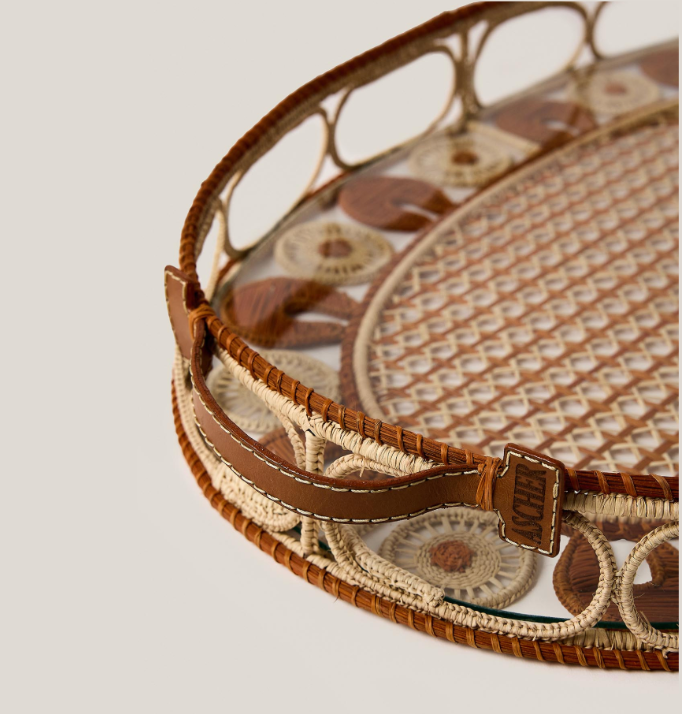 IRACA PALM LEATHER TRAY SMALL PAILLE