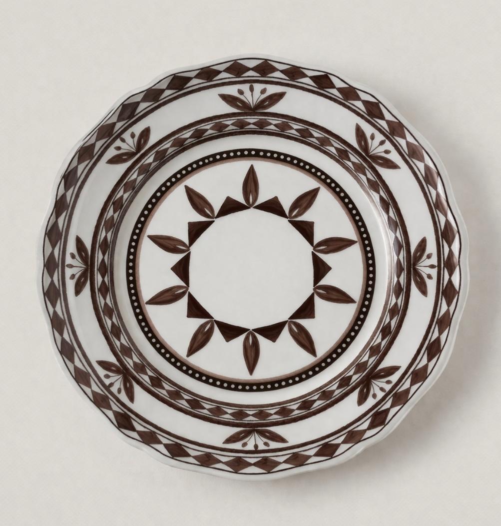 Reverie des Pins dining plate White & Brown